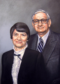 Merried couple portrait. Pastel.